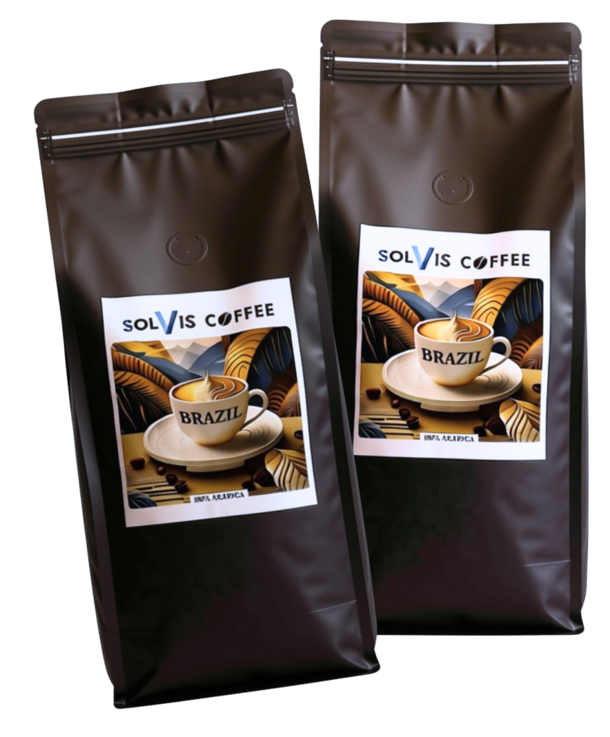 Solvis Coffee Brazil - opakowania kawy 100% Arabica (przód i tył)